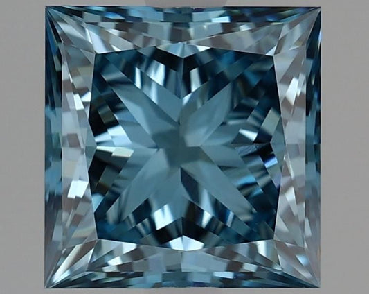 Lab-Grown Princess Diamond - 2.09 Carats, Fancy Vivid Blue Color, VS1 Clarity - Certified by IGI - Report Number: LG557221182