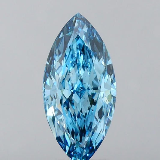 Lab-Grown Marquise Diamond - 3.8 Carats, Fancy Vivid Blue Color, VS2 Clarity - Certified by IGI - Report Number: LG607390850