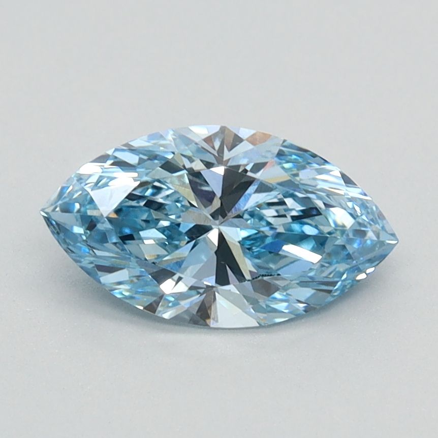 Lab-Grown Marquise Diamond - 0.81 Carats, Fancy Vivid Blue Color, VS1 Clarity - Certified by IGI - Report Number: LG626424621