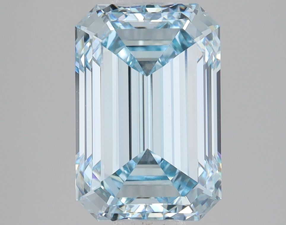 Lab-Grown Emerald Diamond - 3.1 Carats, Fancy Blue Color, VVS2 Clarity - Certified by IGI - Report Number: LG680534795