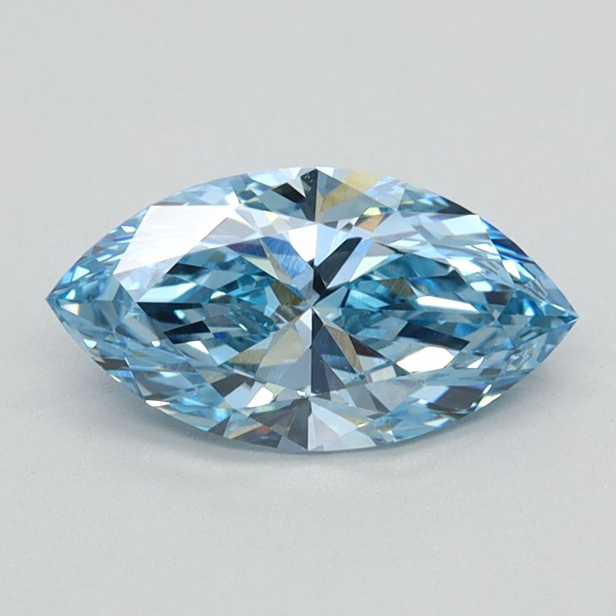Lab-Grown Marquise Diamond - 0.95 Carats, Fancy Vivid Blue Color, VVS2 Clarity - Certified by IGI - Report Number: LG626424057