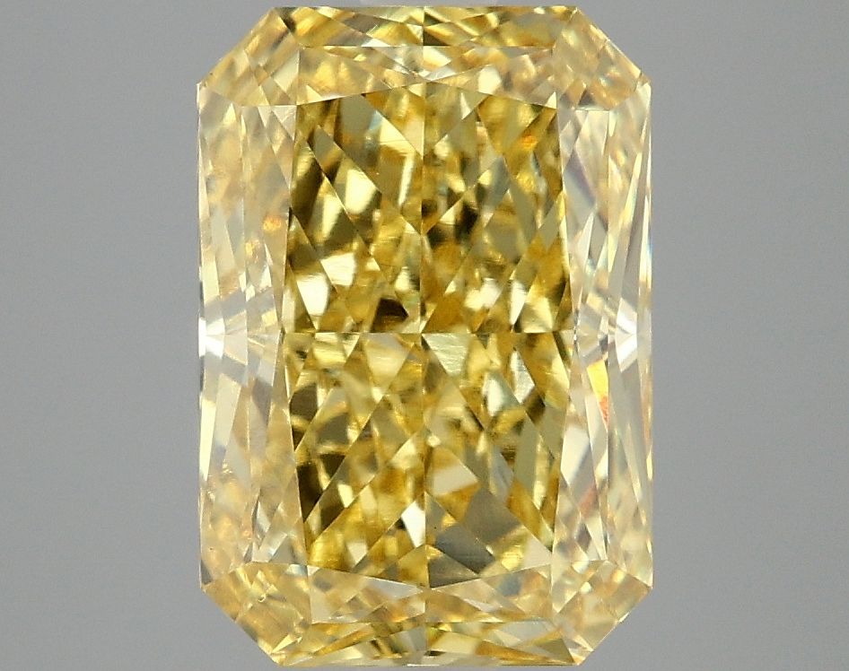 Lab-Grown Radiant Diamond - 3.96 Carats, Fancy Vivid Yellow Color, VVS2 Clarity - Certified by IGI - Report Number: LG662432408