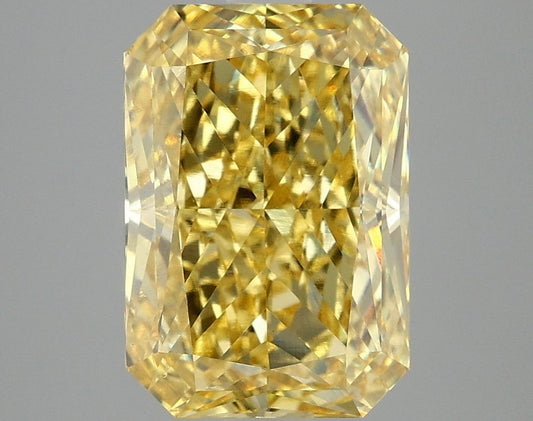 Lab-Grown Radiant Diamond - 3.96 Carats, Fancy Vivid Yellow Color, VVS2 Clarity - Certified by IGI - Report Number: LG662432408