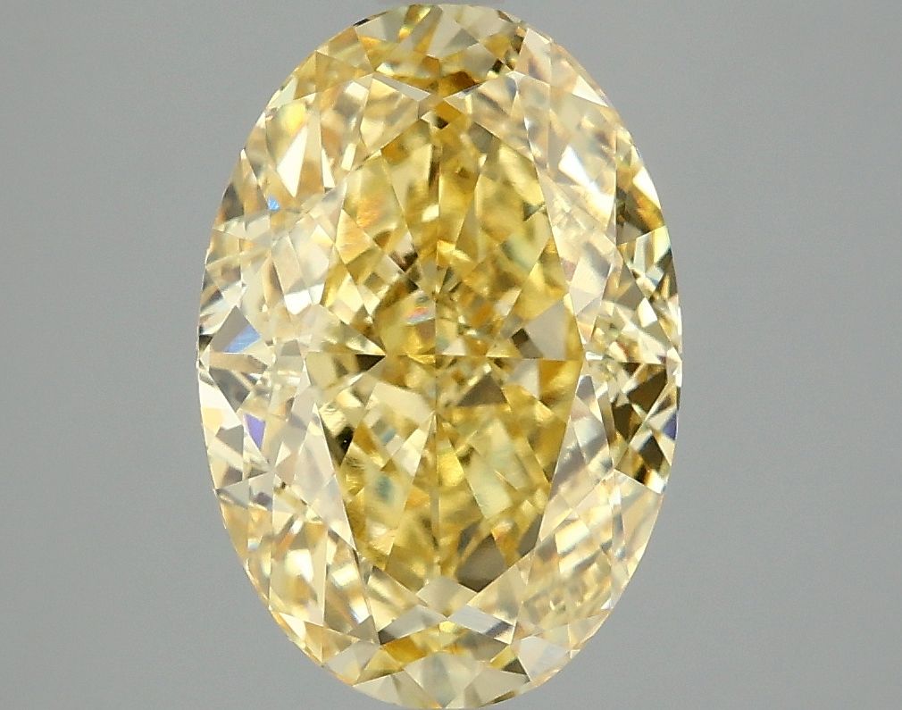 Lab-Grown Oval Diamond - 4.1 Carats, Fancy Vivid Yellow Color, VVS2 Clarity - Certified by IGI - Report Number: LG670441622