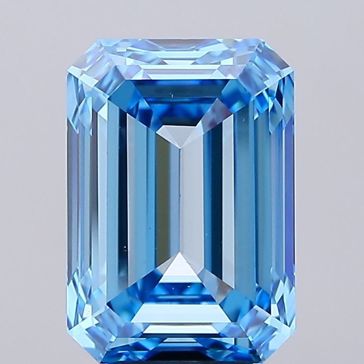 Lab-Grown Emerald Diamond - 6.03 Carats, Fancy Vivid Blue Color, VS1 Clarity - Certified by IGI - Report Number: LG681572503
