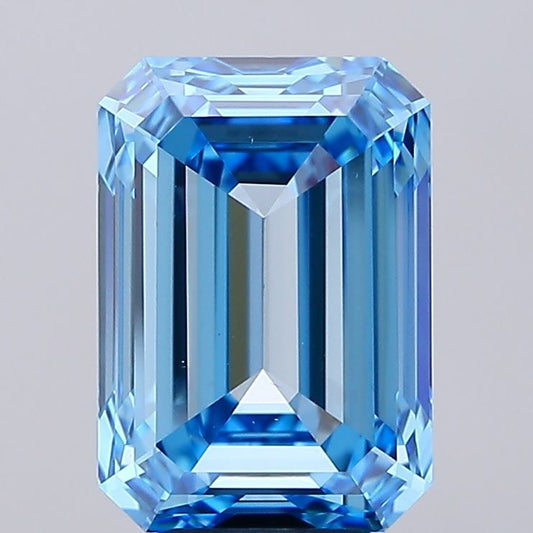 Lab-Grown Emerald Diamond - 6.03 Carats, Fancy Vivid Blue Color, VS1 Clarity - Certified by IGI - Report Number: LG681572503