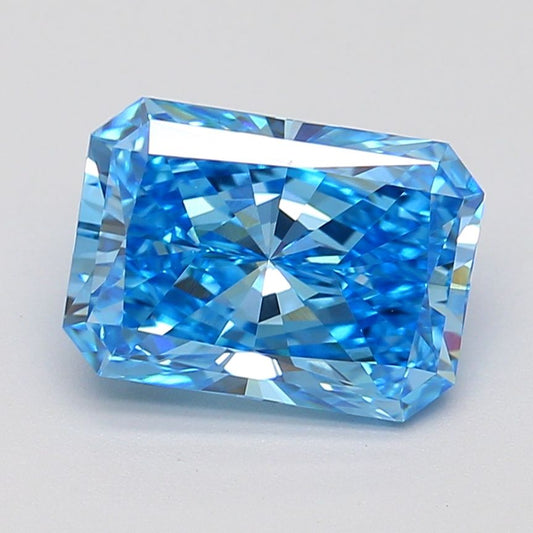 Lab-Grown Radiant Diamond - 2.55 Carats, Fancy Vivid Blue Color, VS1 Clarity - Certified by IGI - Report Number: LG687559738