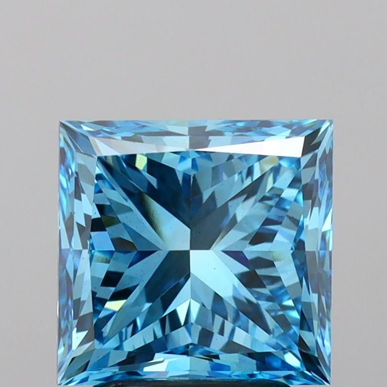 Lab-Grown Princess Diamond - 3.01 Carats, Fancy Vivid Blue Color, VS1 Clarity - Certified by IGI - Report Number: LG675580725