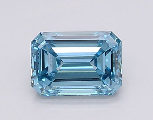 Lab-Grown Emerald Diamond - 1.06 Carats, Fancy Vivid Blue Color, VVS2 Clarity - Certified by IGI - Report Number: LG595381294