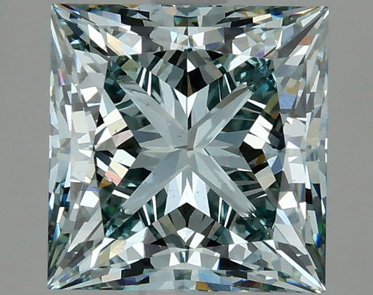 Lab-Grown Princess Diamond - 3.33 Carats, Fancy Intense Green Color, VS2 Clarity - Certified by IGI - Report Number: LG632446731