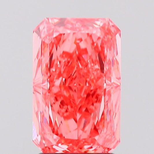 Lab-Grown Radiant Diamond - 2.56 Carats, Fancy Vivid Pink Color, VVS2 Clarity - Certified by IGI - Report Number: LG638445406