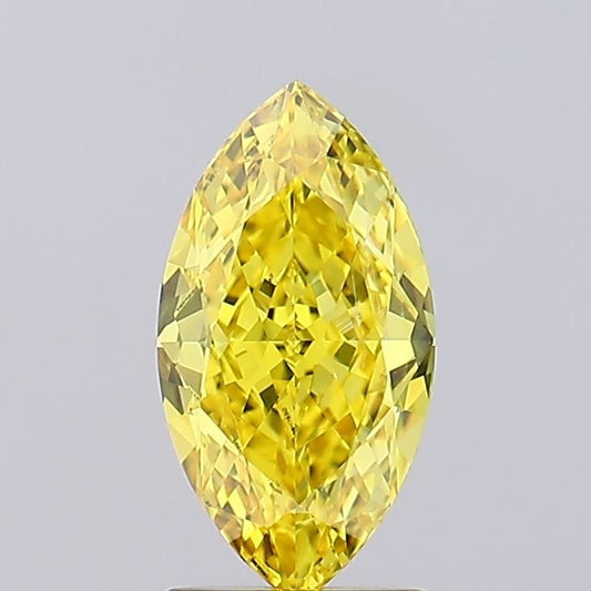 Lab-Grown Marquise Diamond - 1.62 Carats, Fancy Vivid Yellow Color, SI1 Clarity - Certified by IGI - Report Number: LG499117650