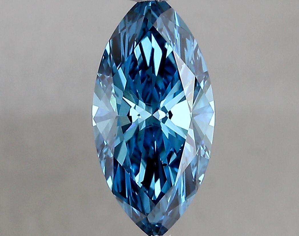 Lab-Grown Marquise Diamond - 1.58 Carats, Fancy Vivid Blue Color, SI1 Clarity - Certified by IGI - Report Number: LG669450366