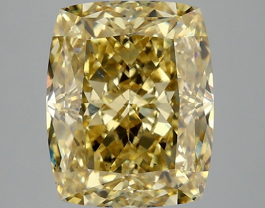 Lab-Grown Cushion Diamond - 4.07 Carats, Fancy Vivid Yellow Color, VS2 Clarity - Certified by IGI - Report Number: LG675566480