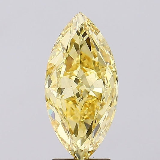 Lab-Grown Marquise Diamond - 4.01 Carats, Fancy Intense Yellow Color, VS2 Clarity - Certified by IGI - Report Number: LG628436342