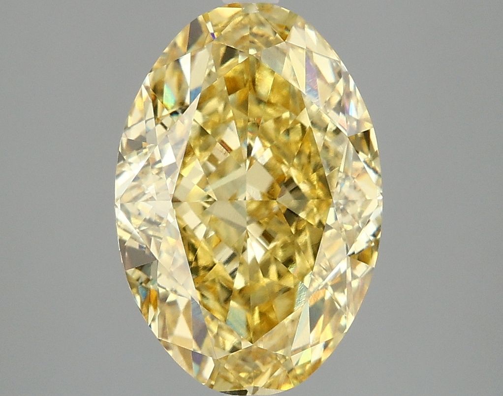 Lab-Grown Oval Diamond - 4.1 Carats, Fancy Vivid Yellow Color, VVS2 Clarity - Certified by IGI - Report Number: LG670482585