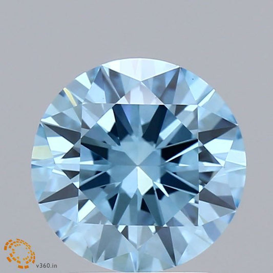 Lab-Grown Round Diamond - 2.0 Carats, Fancy Vivid Blue Color, VS1 Clarity - Certified by IGI - Report Number: LG611383082