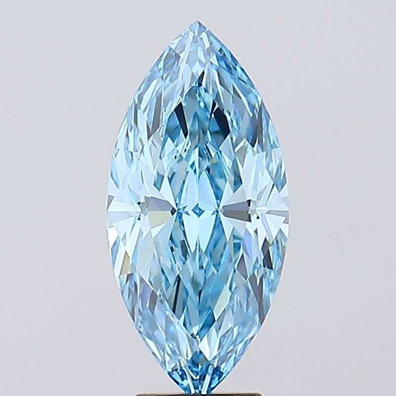 Lab-Grown Marquise Diamond - 5.32 Carats, Fancy Vivid Blue Color, VS1 Clarity - Certified by IGI - Report Number: LG605346917