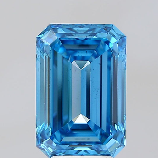 Lab-Grown Emerald Diamond - 5.01 Carats, Fancy Vivid Blue Color, VS2 Clarity - Certified by IGI - Report Number: LG681571984