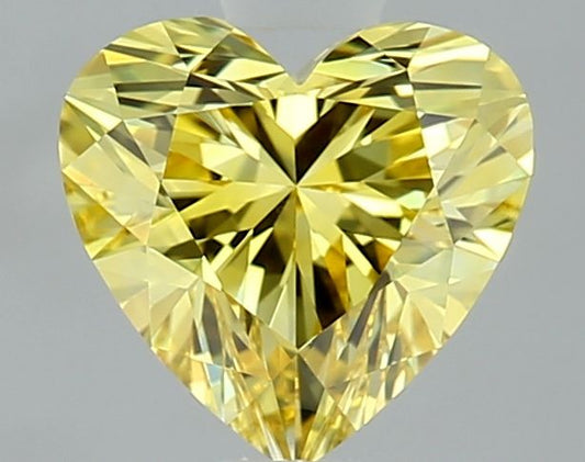 Lab-Grown Heart Diamond - 0.72 Carats, Fancy Vivid Yellow Color, VVS1 Clarity - Certified by IGI - Report Number: LG671405648