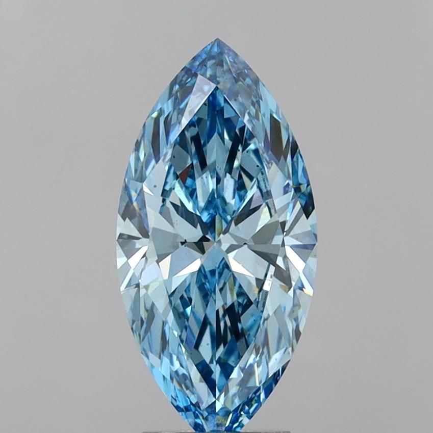 Lab-Grown Marquise Diamond - 3.56 Carats, Fancy Vivid Blue Color, VS2 Clarity - Certified by IGI - Report Number: LG631467920