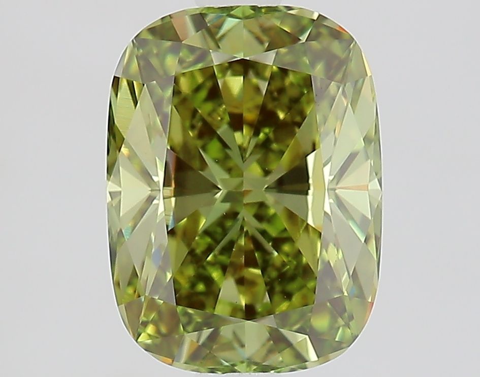 Lab-Grown Cushion Diamond - 2.03 Carats, Fancy Vivid Green Color, VVS2 Clarity - Certified by IGI - Report Number: LG652471091