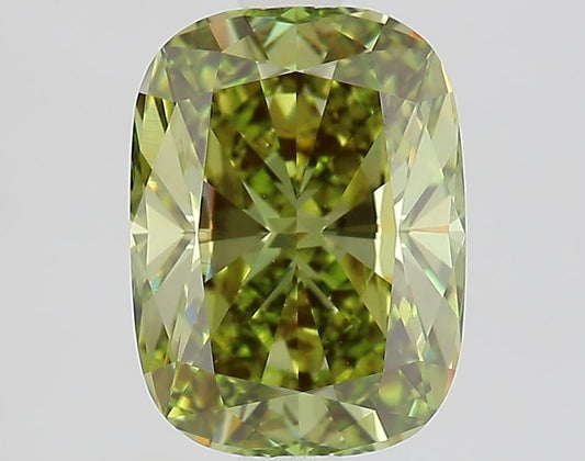 Lab-Grown Cushion Diamond - 2.03 Carats, Fancy Vivid Green Color, VVS2 Clarity - Certified by IGI - Report Number: LG652471091