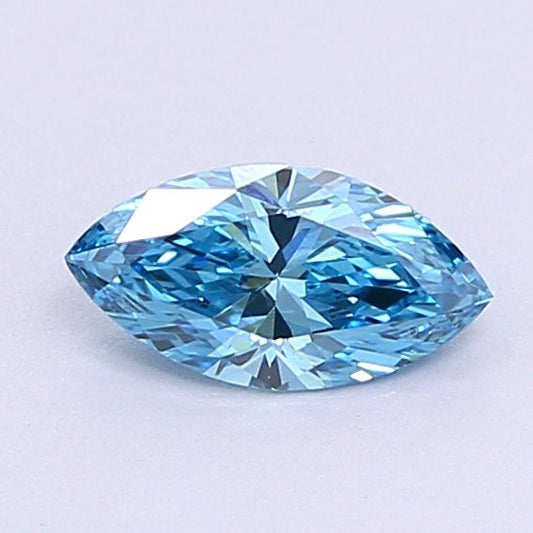 Lab-Grown Marquise Diamond - 0.38 Carats, Fancy Vivid Blue Color, VS1 Clarity - Certified by IGI - Report Number: LG644499236