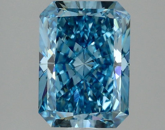 Lab-Grown Radiant Diamond - 2.48 Carats, Fancy Vivid Blue Color, VS1 Clarity - Certified by IGI - Report Number: LG634428236