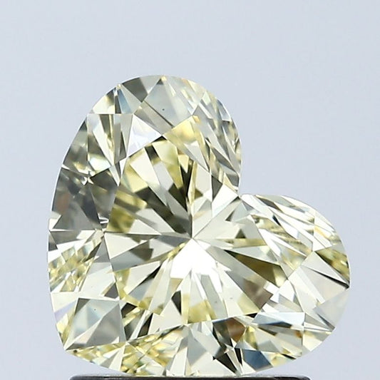 Lab-Grown Heart Diamond - 1.55 Carats, Fancy Intense Yellow Color, VS2 Clarity - Certified by IGI - Report Number: LG671447362