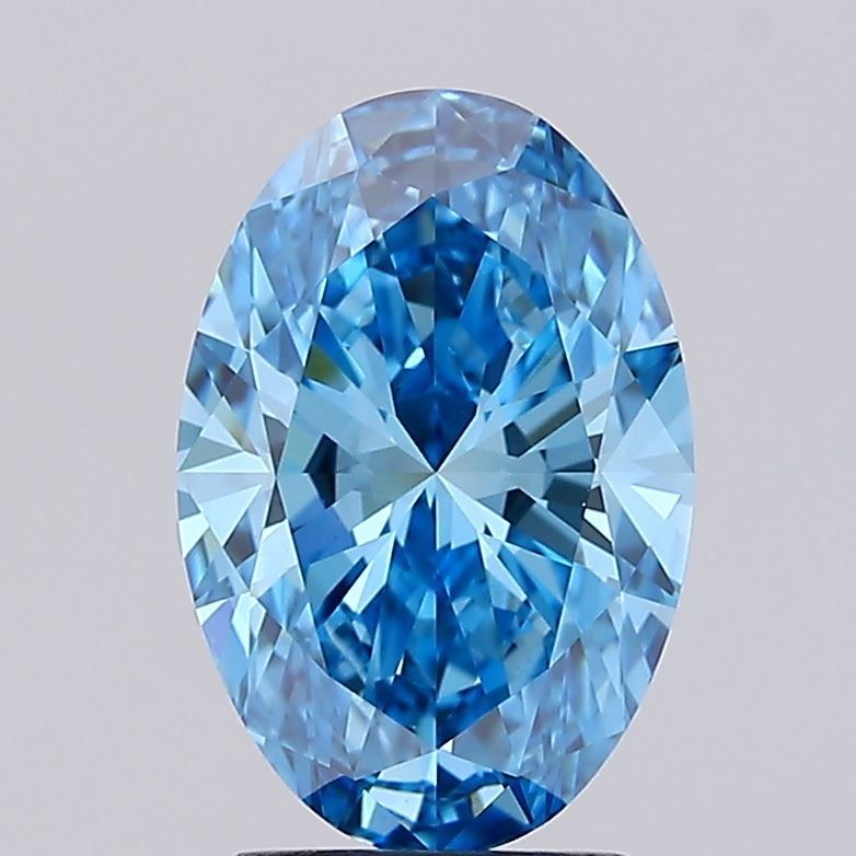 Lab-Grown Oval Diamond - 3.0 Carats, Fancy Vivid Blue Color, VS1 Clarity - Certified by IGI - Report Number: LG678543646