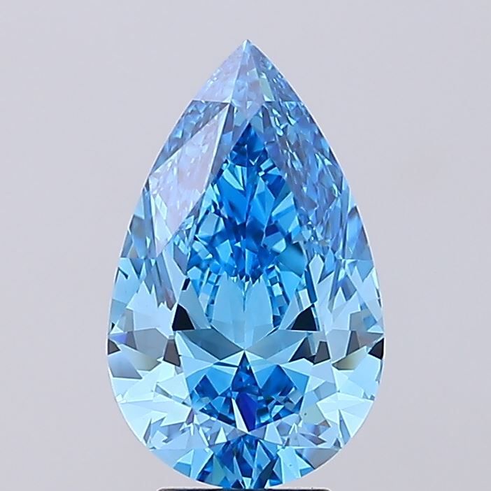 Lab-Grown Pear Diamond - 5.05 Carats, Fancy Vivid Blue Color, VS1 Clarity - Certified by IGI - Report Number: LG683566322