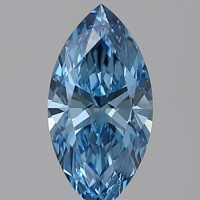 Lab-Grown Marquise Diamond - 0.76 Carats, Fancy Vivid Blue Color, VS1 Clarity - Certified by IGI - Report Number: LG585334778