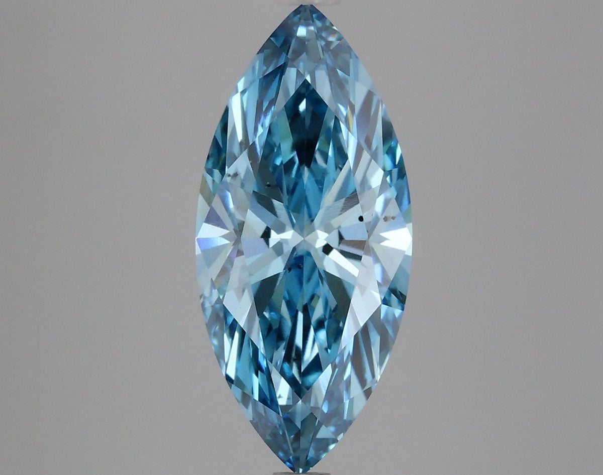 Lab-Grown Marquise Diamond - 3.52 Carats, Fancy Vivid Blue Color, SI1 Clarity - Certified by IGI - Report Number: LG625443082
