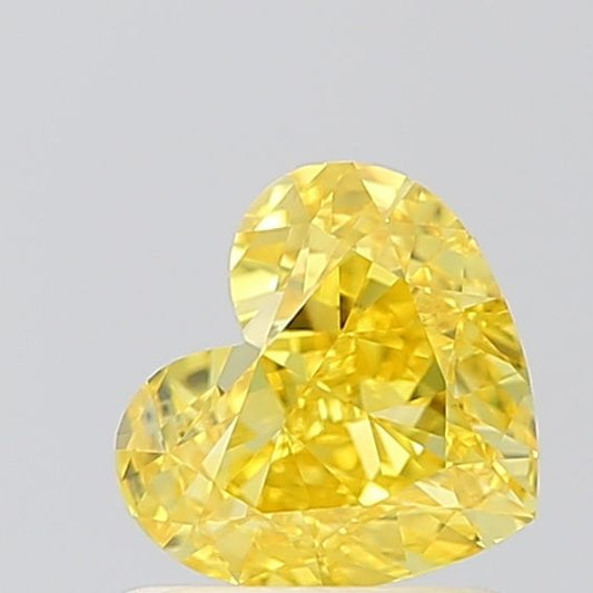 Lab-Grown Heart Diamond - 1.0 Carats, Fancy Vivid Yellow Color, VVS2 Clarity - Certified by IGI - Report Number: LG680505724