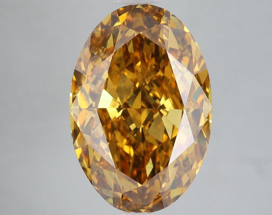 Lab-Grown Oval Diamond - 6.33 Carats, Fancy Vivid Brownish Yellow Color, VS1 Clarity - Certified by IGI - Report Number: LG671468806