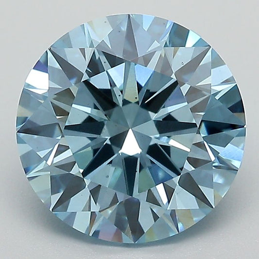Lab-Grown Round Diamond - 3.5 Carats, Fancy Vivid Blue Color, VS1 Clarity - Certified by IGI - Report Number: LG626416532