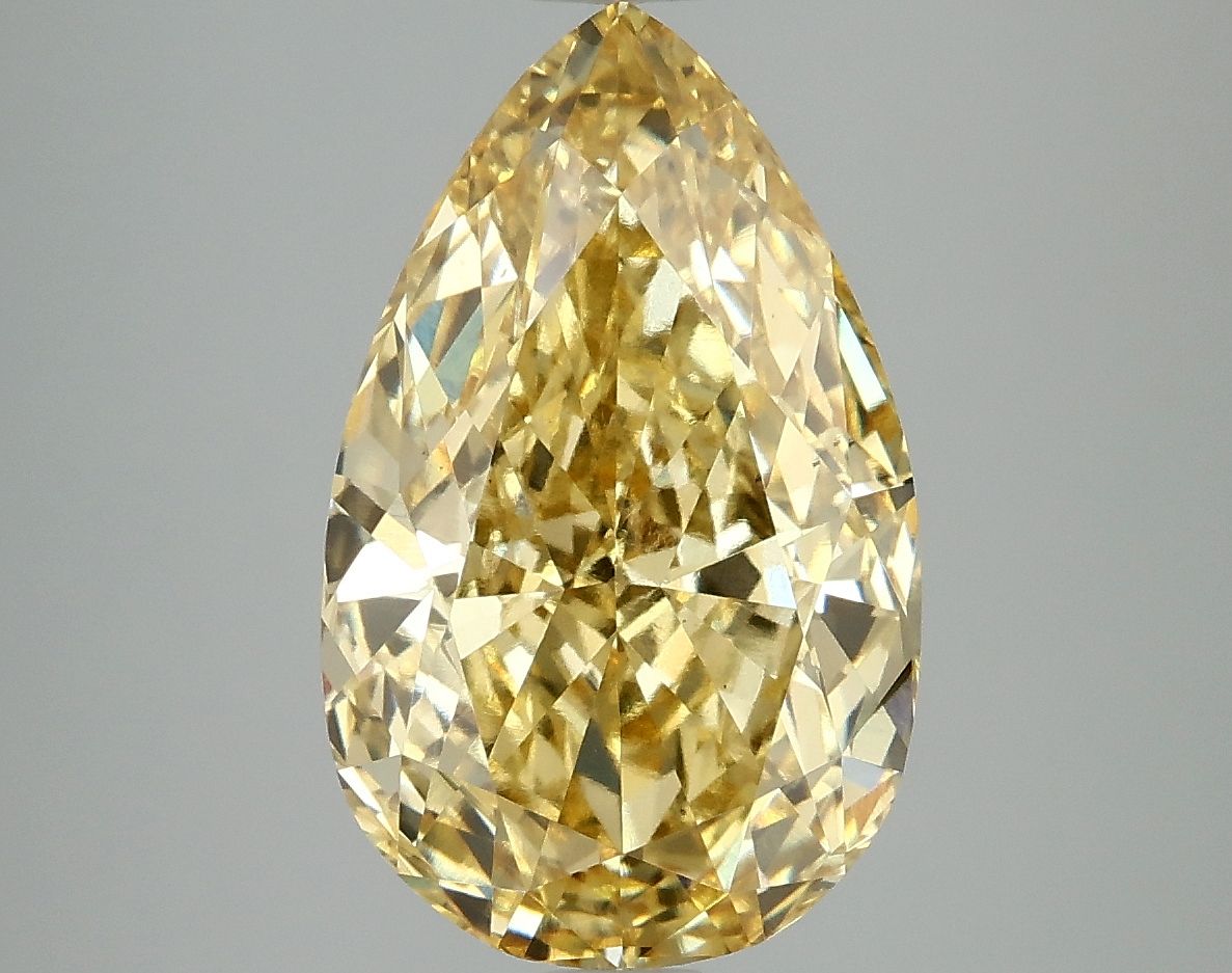 Lab-Grown Pear Diamond - 5.12 Carats, Fancy Vivid Yellow Color, VS2 Clarity - Certified by IGI - Report Number: LG660418576