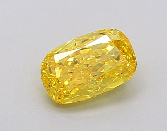 Lab-Grown Heart Diamond - 0.29 Carats, Fancy Vivid Yellow Color, VS1 Clarity - Certified by IGI - Report Number: LG646458635