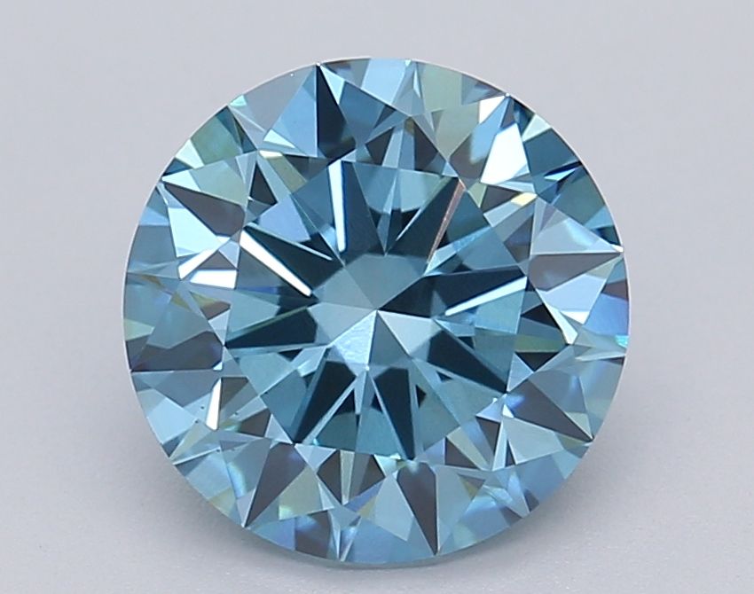 Lab-Grown Round Diamond - 1.97 Carats, Fancy Vivid Blue Color, VS1 Clarity - Certified by IGI - Report Number: LG615361305