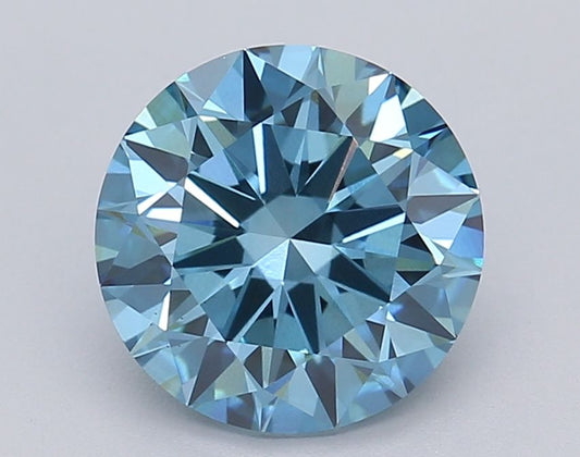 Lab-Grown Round Diamond - 1.97 Carats, Fancy Vivid Blue Color, VS1 Clarity - Certified by IGI - Report Number: LG615361305