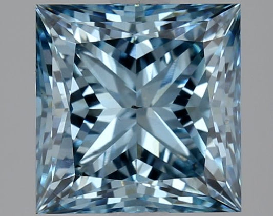 Lab-Grown Princess Diamond - 2.87 Carats, Fancy Vivid Blue Color, VS2 Clarity - Certified by IGI - Report Number: LG634441433