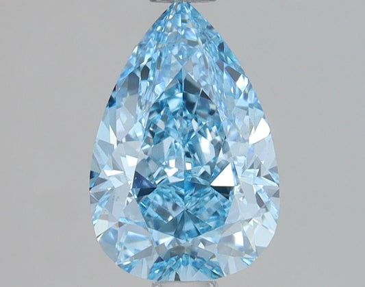 Lab-Grown Pear Diamond - 1.47 Carats, Fancy Vivid Blue Color, VS2 Clarity - Certified by IGI - Report Number: LG683532031