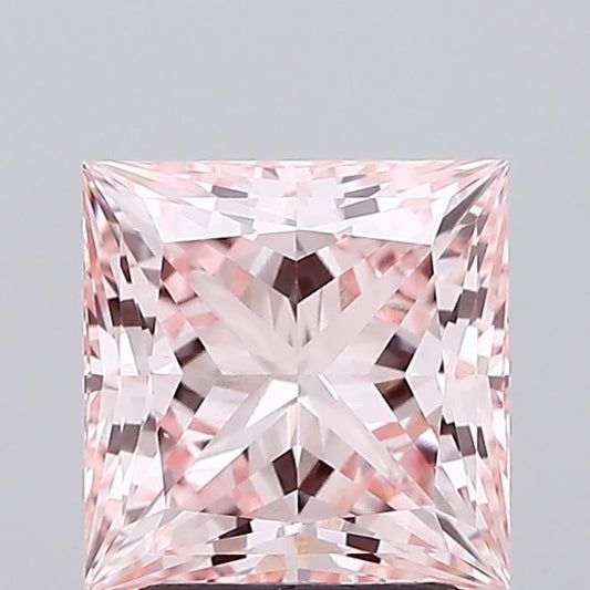 Lab-Grown Princess Diamond - 2.18 Carats, Fancy Intense Pink Color, VS1 Clarity - Certified by IGI - Report Number: LG669453377