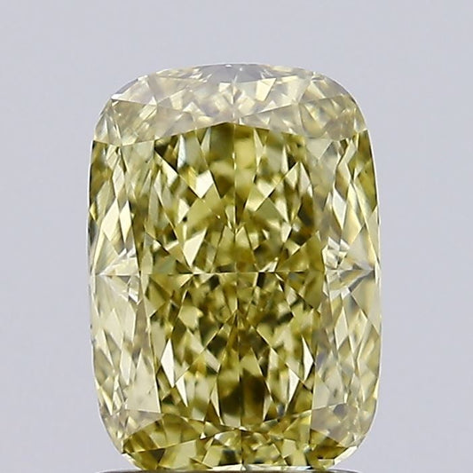 Lab-Grown Cushion Diamond - 1.4 Carats, Fancy Gray Yellow Color, VS2 Clarity - Certified by IGI - Report Number: LG636479226