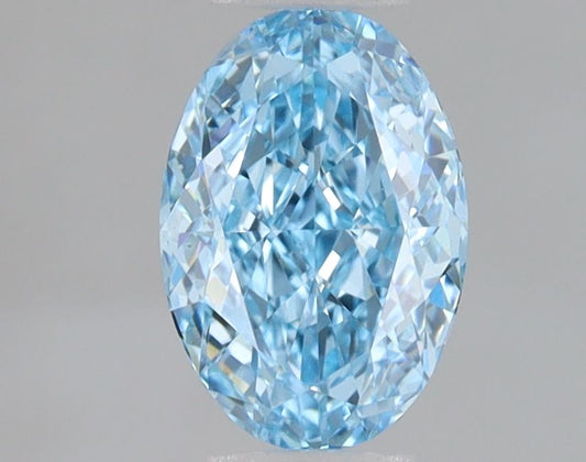 Lab-Grown Oval Diamond - 1.02 Carats, Fancy Vivid Blue Color, VVS2 Clarity - Certified by IGI - Report Number: LG678569020