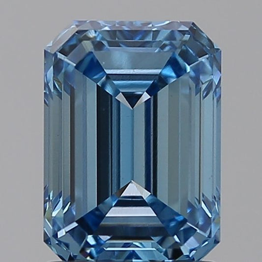 Lab-Grown Emerald Diamond - 1.59 Carats, Fancy Vivid Blue Color, VVS2 Clarity - Certified by IGI - Report Number: LG618441929