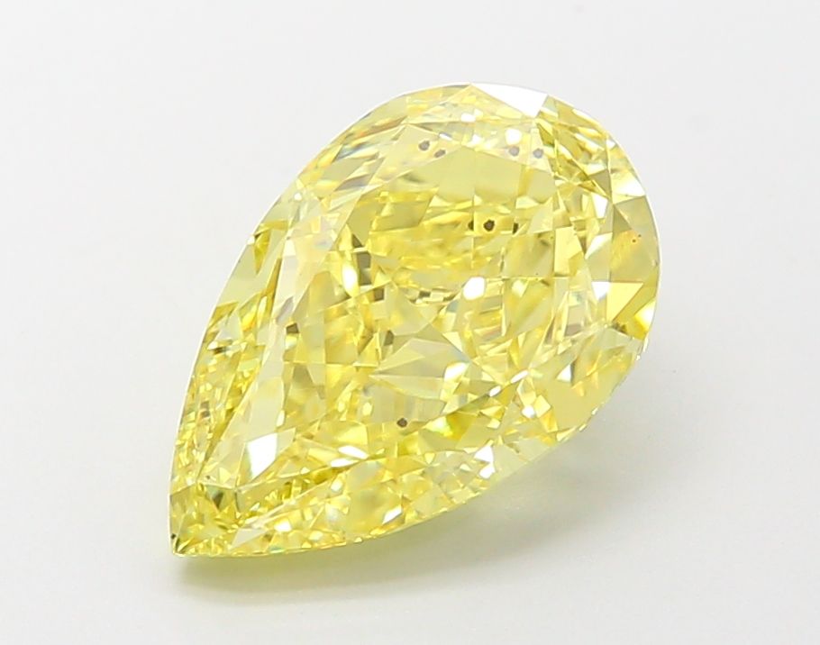 Lab-Grown Pear Diamond - 3.51 Carats, Fancy Vivid Yellow Color, VS2 Clarity - Certified by IGI - Report Number: LG680506456