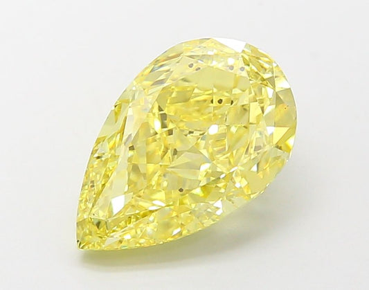 Lab-Grown Pear Diamond - 3.51 Carats, Fancy Vivid Yellow Color, VS2 Clarity - Certified by IGI - Report Number: LG680506456