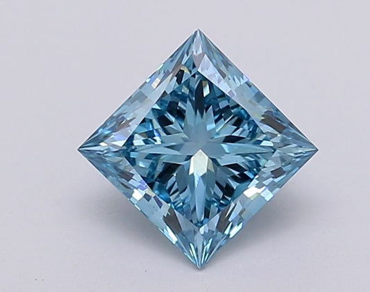 Lab-Grown Princess Diamond - 1.27 Carats, Fancy Vivid Blue Color, VS1 Clarity - Certified by IGI - Report Number: LG595381286